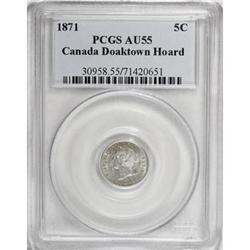 Canada Victoria silver 5 Cents 1871, KM-2, AU55