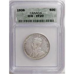 Canada George V silver 50 Cents 1936, KM-25a,