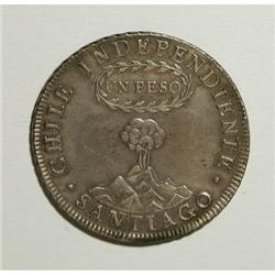 Chile Republic Volcano Peso 1822FJ,