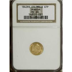 Colombia Nueva Granada gold Peso 1842RS Bogota,