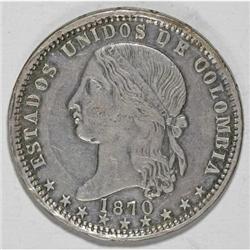 Colombia Estados Unidos Peso 1870/69 Medellin,