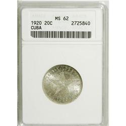 Cuba: Cuba 20 Centavos 1920: KM-13.2, MS62 ANACS