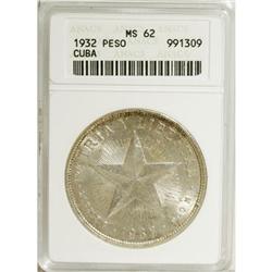 Cuba Republic pair of Pesos 1932, KM-15.2, each