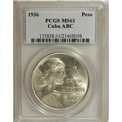 Cuba Republic silver Peso 1936, KM-22, MS61