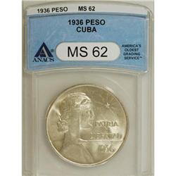 Cuba Republic silver Peso 1936, KM-22, MS62