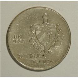 Cuba Republic silver Peso 1939, KM-22, Choice