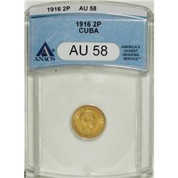 Cuba Republic gold 2 Pesos 1916, KM-17, AU58