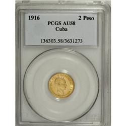Cuba: Republic gold 2 Pesos 1916: KM-17, AU55 PC