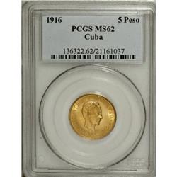 Cuba: Republic gold 5 Pesos 1915: KM-19, MS62 PC