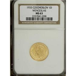 Czechoslovakia Republic gold 1 Ducat 1933, KM-8,