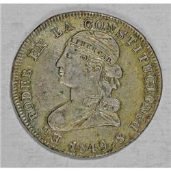 Ecuador Republic 2 Reales 1849-GJ, KM33, toned