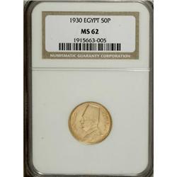 Egypt: Fuad gold 50 Piastres 1930, KM353, MS62 N