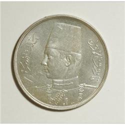 Egypt Farouk 20 Piastres 1939, KM368, nice UNC,