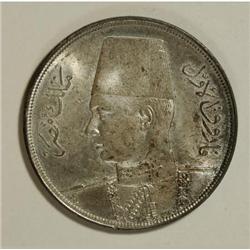 Egypt Farouk silver Pair, KM365 and 368, 10 and