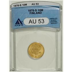 Finland Russian Duchy gold 10 Markkaa 1878,