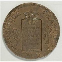 France Republique 2 Sols 1793B L'An II, KM621.3,