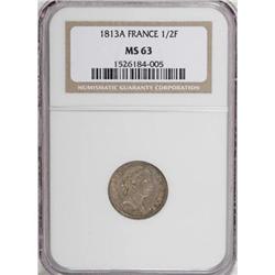 France Napoleon silver 1/2 Franc 1813-A,