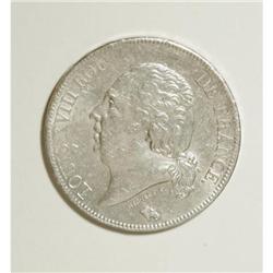France Louis XVIII silver 5 Francs 1824-W,