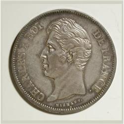 France Charles X silver 5 Francs 1827-BB,