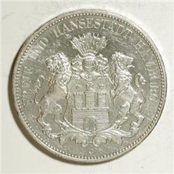 German States Hamburg. 5 Mark 1913J, KM293,