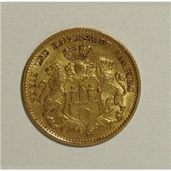 German States Hamburg. Gold 10 Mark 1900J,