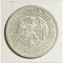 Germany Weimar Oak Tree 5 Mark 1927A, KM56, AU