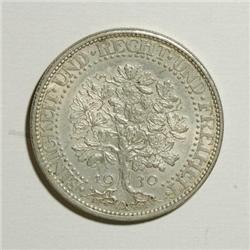 Germany Weimar Oak Tree 5 Mark 1930A, KM56, nice
