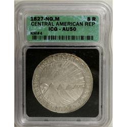 Guatemala 8 Reales 1827M-NG, KM4, AU50 ICG,