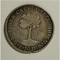 Guatemala 8 Reales 1847/6-NG-A, KM4, toned AVF,