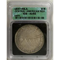 Guatemala 8 Reales 1847-NG-A, KM4, AU50 ICG,