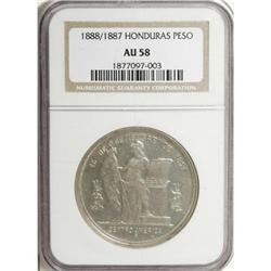 Honduras Republic Peso 1888/7, KM52, AU58 NGC, a