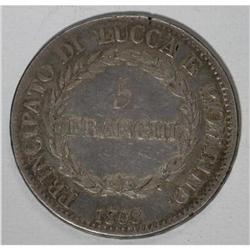 Italy Lucca. Felix & Elisa 5 Franchi 1808/7,