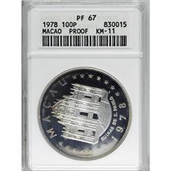 Macao 100 Patacas silver 1978, KM-11, PR67