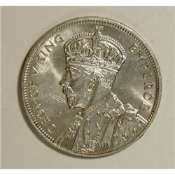 Mauritius George V silver 1 Rupee 1934, KM-17,