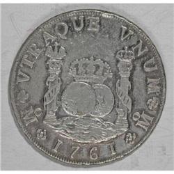 Mexico Charles III Pillar 8 Reales 1761 Mo-M,