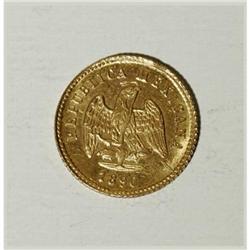 Mexico Republic gold Peso 1890 Go-R, KM408.4, AU