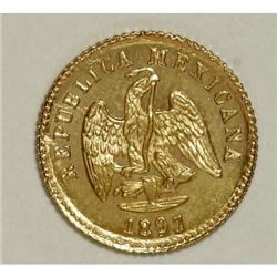 Mexico Republic gold Peso 1897/6 Go-R, KM410.3,