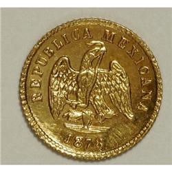 Mexico Republic gold Peso 1878/7 Mo-M/C,