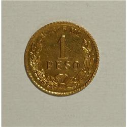 Mexico Republic gold Peso 1880/70 Mo-M, KM410.5,