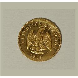 Mexico Republic gold Peso 1883/72 Mo-M, KM410.5,