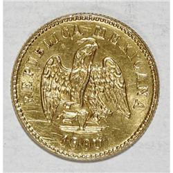 Mexico Republic gold Peso 1900/899 Mo-M,