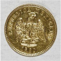 Mexico Republic gold Peso 1900/899 Mo-M,