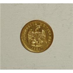 Mexico Republic gold Peso 1901/0 Mo-M, KM410.5,