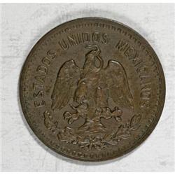 Mexico 5 Centavos 1924, KM422, glossy brown AU,