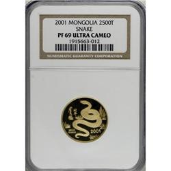 Mongolia: Republic gold 2500 Tughrik 2001, Proof