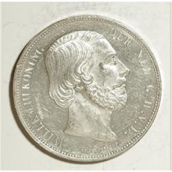 Netherlands Willem III 2 1/2 Gulden 1872, KM82,