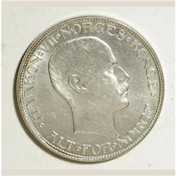 Norway Haakon VII 2 Kroner 1913, KM370, choice