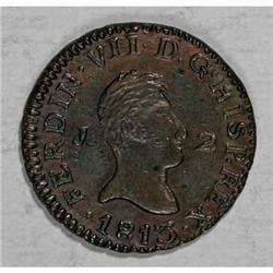 Spain Ferdinand VII 2 Maravedis 1813-J, KM471,