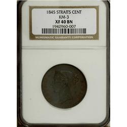 Straits Settlements Victoria 1 Cent 1845, KM-3,