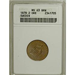 Sweden Oscar II 2 Ore 1878, KM746, large text,